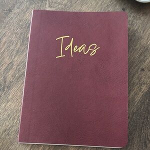 Burgundy Notebook with Gold 'Ideas' Text